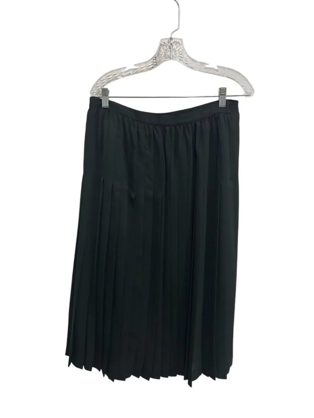 Encore 12 Black Pleated Midi Skirt Polyester Minimalist Timeless Style